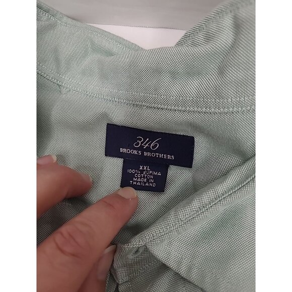 Brooks Brothers 346 Button Up Shirt Men's Size XXL Green 100% Supima Cotton - Picture 4 of 7